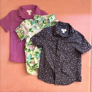 Boys short sleeve button down shirts floral purple size 5T